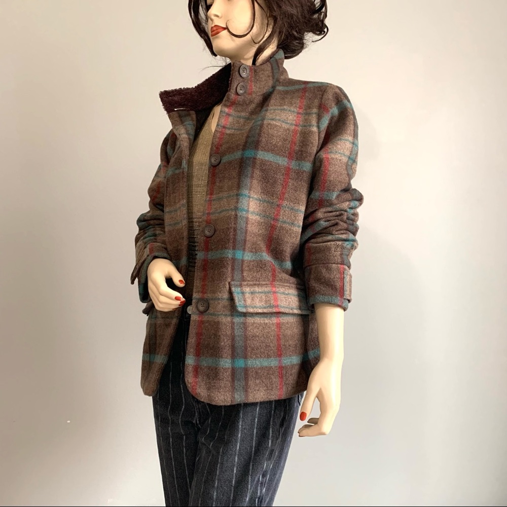 WOOLRICH Beautiful Wool Plaid BlazerJacket Quilted Lining size Large